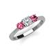 3 - Quyen 0.90 ctw (5.00 mm) Round Natural Diamond and Pink Tourmaline Three Stone Engagement Ring  