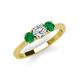 3 - Quyen 1.00 ctw (5.00 mm) Round Natural Diamond and Emerald Three Stone Engagement Ring  