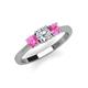 3 - Quyen 1.03 ctw (5.00 mm) Round Natural Diamond and Pink Sapphire Three Stone Engagement Ring  