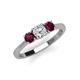 3 - Quyen 1.13 ctw (5.00 mm) Round Natural Diamond and Rhodolite Garnet Three Stone Engagement Ring  