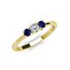 3 - Quyen 0.54 ctw (4.00 mm) Round Natural Diamond and Blue Sapphire Three Stone Engagement Ring  