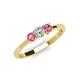 3 - Quyen 0.49 ctw (4.00 mm) Round Natural Diamond and Pink Tourmaline Three Stone Engagement Ring  