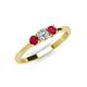 3 - Quyen 0.54 ctw (4.00 mm) Round Natural Diamond and Ruby Three Stone Engagement Ring  