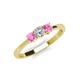 3 - Quyen 0.54 ctw (4.00 mm) Round Natural Diamond and Pink Sapphire Three Stone Engagement Ring  