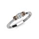3 - Quyen 0.53 ctw (4.00 mm) Round Natural Diamond and Smoky Quartz Three Stone Engagement Ring  