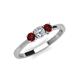3 - Quyen 0.57 ctw (4.00 mm) Round Natural Diamond and Red Garnet Three Stone Engagement Ring  