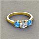 2 - Quyen GIA Certified 2.00 ctw (6.50 mm) Round Natural Diamond and Blue Topaz Three Stone Engagement Ring 