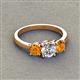 2 - Quyen GIA Certified 1.80 ctw (6.50 mm) Round Natural Diamond and Citrine Three Stone Engagement Ring 