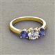 2 - Quyen GIA Certified 1.80 ctw (6.50 mm) Round Natural Diamond and Iolite Three Stone Engagement Ring 