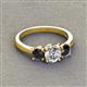 2 - Quyen GIA Certified 2.00 ctw (6.50 mm) Round Natural Diamond and Black Diamond Three Stone Engagement Ring 