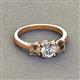 2 - Quyen GIA Certified 1.95 ctw (6.50 mm) Round Natural Diamond and Smoky Quartz Three Stone Engagement Ring 