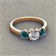 2 - Quyen GIA Certified 2.00 ctw (6.50 mm) Round Natural Diamond and Blue Diamond Three Stone Engagement Ring 