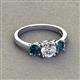 2 - Quyen GIA Certified 2.00 ctw (6.50 mm) Round Natural Diamond and London Blue Topaz Three Stone Engagement Ring 