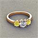 2 - Quyen GIA Certified 2.00 ctw (6.50 mm) Round Natural Diamond and Yellow Diamond Three Stone Engagement Ring 