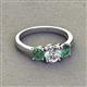 2 - Quyen GIA Certified 2.10 ctw (6.50 mm) Round Natural Diamond and Lab Created Alexandrite Three Stone Engagement Ring 