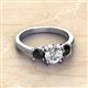2 - Quyen GIA Certified 2.25 ctw (7.00 mm) Round Natural Diamond and Black Diamond Three Stone Engagement Ring 