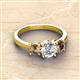 2 - Quyen GIA Certified 2.20 ctw (7.00 mm) Round Natural Diamond and Smoky Quartz Three Stone Engagement Ring 