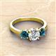 2 - Quyen GIA Certified 2.25 ctw (7.00 mm) Round Natural Diamond and Blue Diamond Three Stone Engagement Ring 
