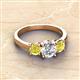 2 - Quyen GIA Certified 2.25 ctw (7.00 mm) Round Natural Diamond and Yellow Diamond Three Stone Engagement Ring 