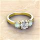 2 - Quyen GIA Certified 1.95 ctw (7.00 mm) Round Natural Diamond and Opal Three Stone Engagement Ring 