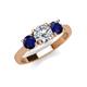 3 - Quyen GIA Certified 2.40 ctw (6.50 mm) Round Natural Diamond and Blue Sapphire Three Stone Engagement Ring 
