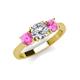 3 - Quyen GIA Certified 2.05 ctw (6.50 mm) Round Natural Diamond and Pink Sapphire Three Stone Engagement Ring 