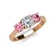 3 - Quyen GIA Certified 1.80 ctw (6.50 mm) Round Natural Diamond and Pink Tourmaline Three Stone Engagement Ring 