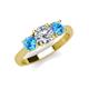 3 - Quyen GIA Certified 2.00 ctw (6.50 mm) Round Natural Diamond and Blue Topaz Three Stone Engagement Ring 