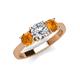 3 - Quyen GIA Certified 1.80 ctw (6.50 mm) Round Natural Diamond and Citrine Three Stone Engagement Ring 