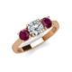 3 - Quyen GIA Certified 2.00 ctw (6.50 mm) Round Natural Diamond and Rhodolite Garnet Three Stone Engagement Ring 