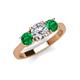 3 - Quyen GIA Certified 1.80 ctw (6.50 mm) Round Natural Diamond and Emerald Three Stone Engagement Ring 