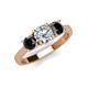 3 - Quyen GIA Certified 2.00 ctw (6.50 mm) Round Natural Diamond and Black Diamond Three Stone Engagement Ring 