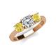 3 - Quyen GIA Certified 2.06 ctw (6.50 mm) Round Natural Diamond and Yellow Sapphire Three Stone Engagement Ring 