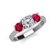 3 - Quyen GIA Certified 2.10 ctw (6.50 mm) Round Natural Diamond and Ruby Three Stone Engagement Ring 