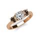3 - Quyen GIA Certified 1.95 ctw (6.50 mm) Round Natural Diamond and Smoky Quartz Three Stone Engagement Ring 