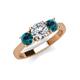 3 - Quyen GIA Certified 2.00 ctw (6.50 mm) Round Natural Diamond and Blue Diamond Three Stone Engagement Ring 