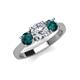 3 - Quyen GIA Certified 2.00 ctw (6.50 mm) Round Natural Diamond and London Blue Topaz Three Stone Engagement Ring 