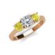 3 - Quyen GIA Certified 2.00 ctw (6.50 mm) Round Natural Diamond and Yellow Diamond Three Stone Engagement Ring 