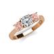 3 - Quyen GIA Certified 1.96 ctw (6.50 mm) Round Natural Diamond and Morganite Three Stone Engagement Ring 