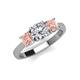 3 - Quyen GIA Certified 1.96 ctw (6.50 mm) Round Natural Diamond and Morganite Three Stone Engagement Ring 