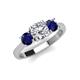 3 - Quyen GIA Certified 2.65 ctw (7.00 mm) Round Natural Diamond and Blue Sapphire Three Stone Engagement Ring 