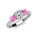 3 - Quyen GIA Certified 2.30 ctw (7.00 mm) Round Natural Diamond and Pink Sapphire Three Stone Engagement Ring 