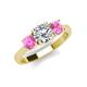 3 - Quyen GIA Certified 2.30 ctw (7.00 mm) Round Natural Diamond and Pink Sapphire Three Stone Engagement Ring 