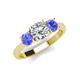 3 - Quyen GIA Certified 2.19 ctw (7.00 mm) Round Natural Diamond and Tanzanite Three Stone Engagement Ring 