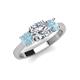 3 - Quyen GIA Certified 2.05 ctw (7.00 mm) Round Natural Diamond and Aquamarine Three Stone Engagement Ring 