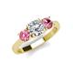 3 - Quyen GIA Certified 2.05 ctw (7.00 mm) Round Natural Diamond and Pink Tourmaline Three Stone Engagement Ring 