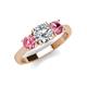 3 - Quyen GIA Certified 2.05 ctw (7.00 mm) Round Natural Diamond and Pink Tourmaline Three Stone Engagement Ring 
