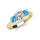 3 - Quyen GIA Certified 2.25 ctw (7.00 mm) Round Natural Diamond and Blue Topaz Three Stone Engagement Ring 