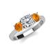 3 - Quyen GIA Certified 2.05 ctw (7.00 mm) Round Natural Diamond and Citrine Three Stone Engagement Ring 