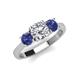 3 - Quyen GIA Certified 2.05 ctw (7.00 mm) Round Natural Diamond and Iolite Three Stone Engagement Ring 